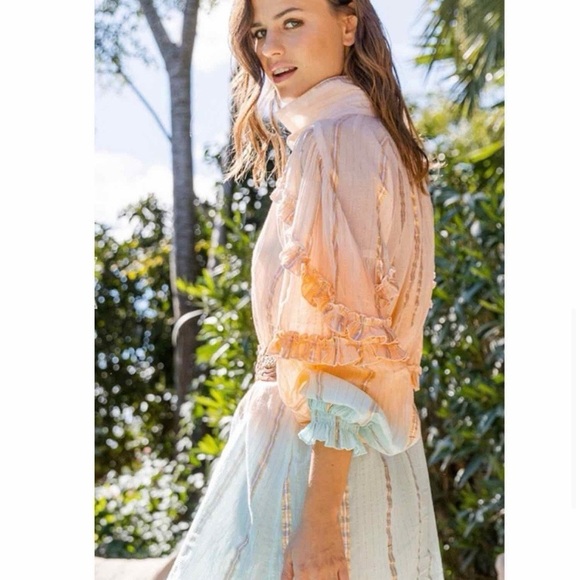 🩵 MISS JUNE PEACH BLUE OMBRÉ COLLARED LOOSE FIT MINI DRESS! (no belt) - Picture 4 of 16